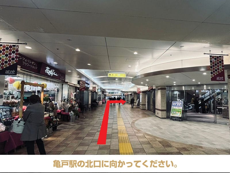 亀戸駅の北口に向かってください。